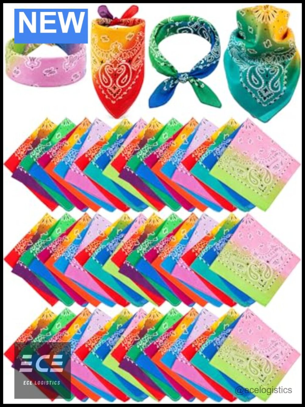 36 Pc Tie Dye Paisley Bandanas 21x22 Polyester Headband Scarf Western